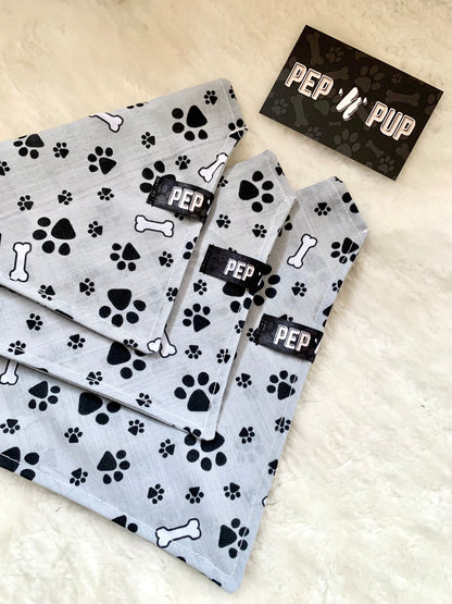 Pep 'n' Pup Grey Paw & Bone Pet Bandana
